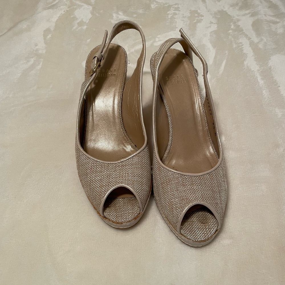Stuart Weitzman golden wedges